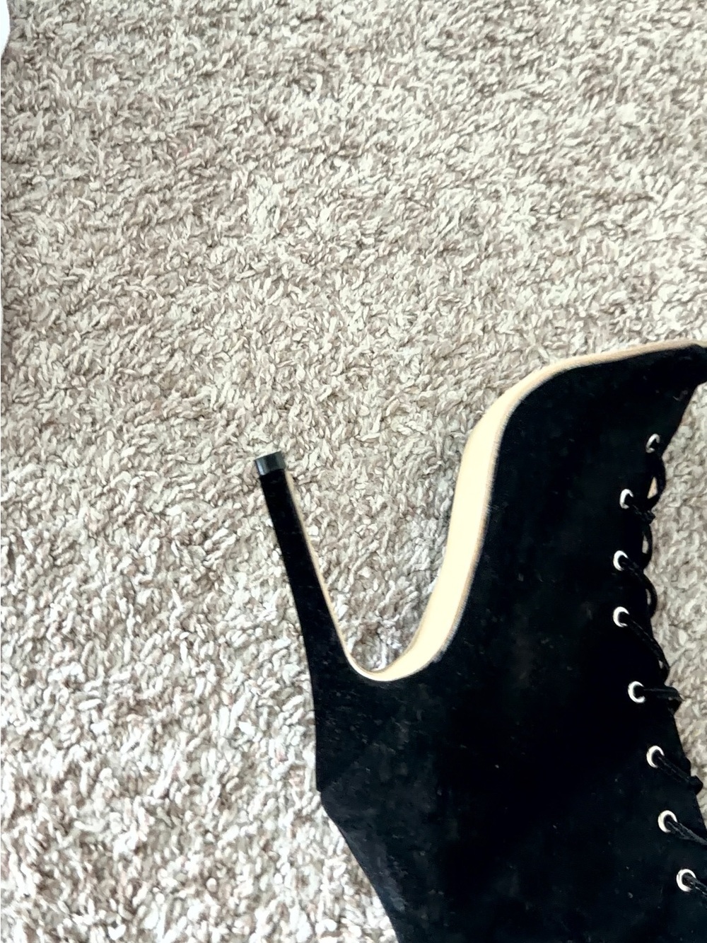 Women's Black Lace-Up Over-the-Knee Peep-Toe Heeled Boots - Picture 2 of 4